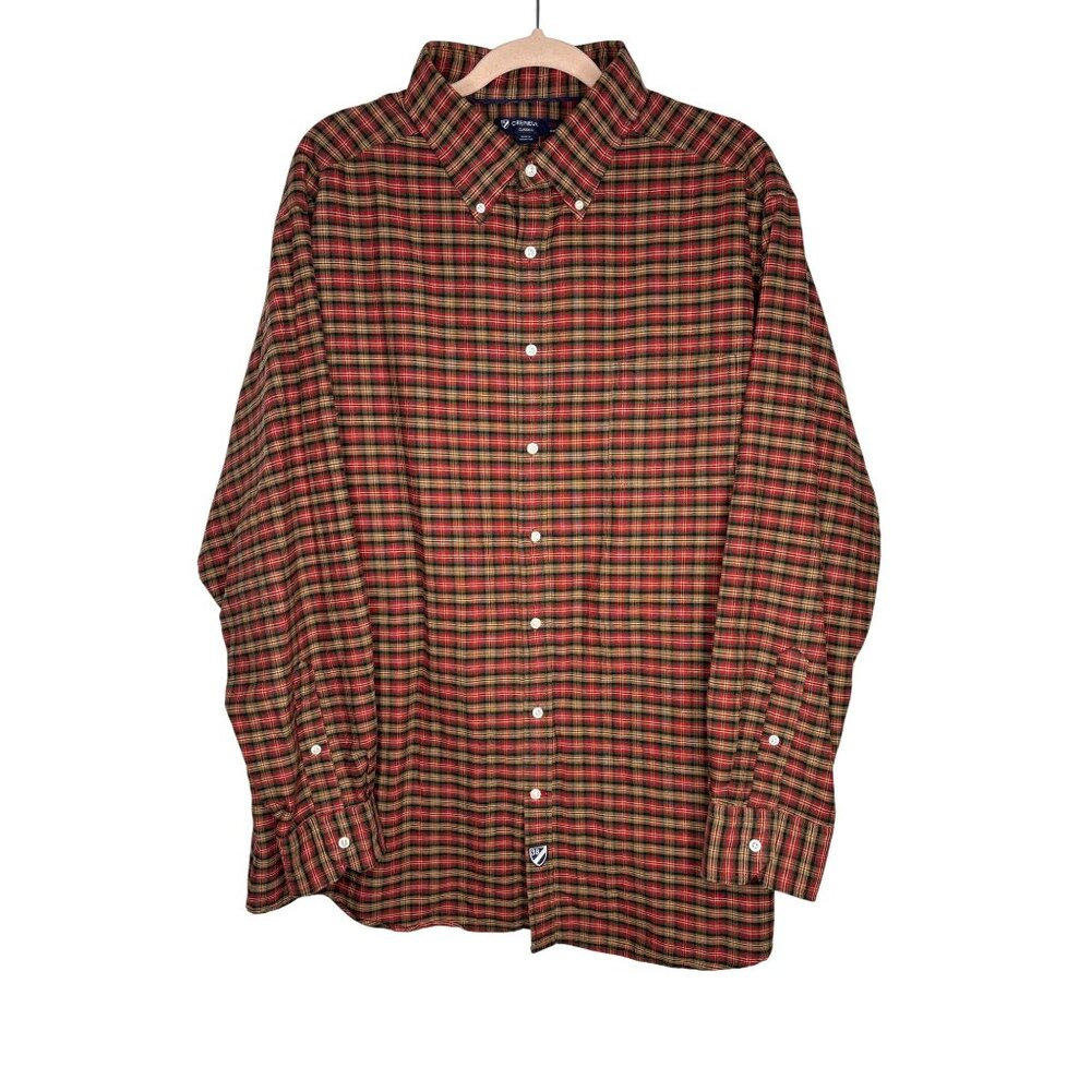 Cremeux Classics Men's Button-Up Plaid Long Sleeve Cotton Shirt Size 2XB
